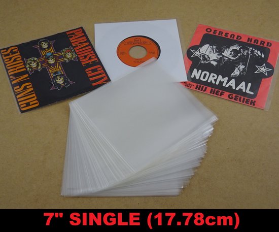 100 Single Hoezen (7", 45 toeren) glashelder - hoezen singles, outer sleeves, buiten hoes, platenhoezen, hoesjes, transparant, vinyl platen, singeltjes, buitenhoezen, sleeve, beschermhoezen, buitenhoes, beschermhoes, plastic, 45t, 7 inch