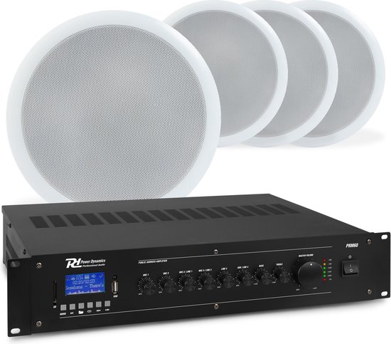 100V geluidsinstallatie - Power Dynamics - 60W versterker met Bluetooth en 4x inbouw speaker (2-weg - 5'')