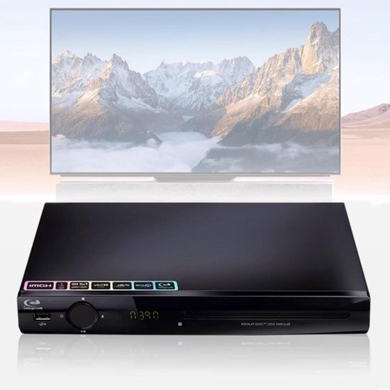 1080P DVD Speler - Blu-ray Speler Mediaspeler - Thuisbioscoop Ervaring - Regio Vrij Spelen - 280x200x38mm - Zwart