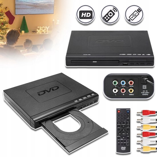 1080P DVD-Speler Met USB 3.0/2.0 En Afstandsbediening – Regiovrij En Speelt DVD/CD/VCD Af – Compact Ontwerp – Voor Filmavond In De Studentenkamer Of Slaapkamer – Zwart