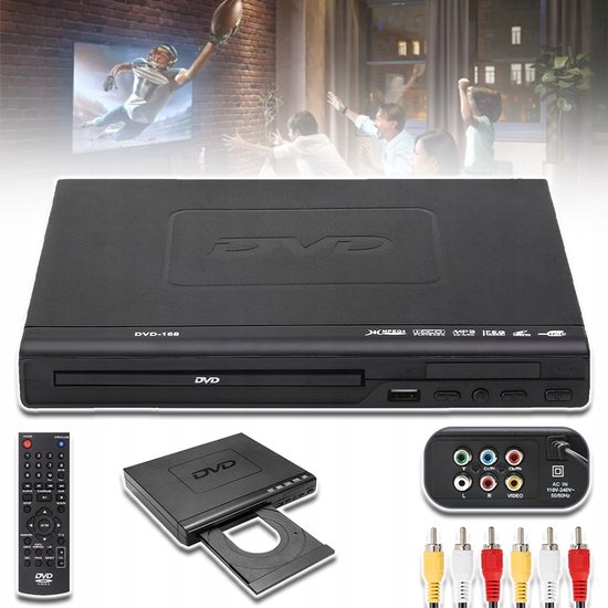 1080P DVD-Speler Met USB 3.0/2.0 En Afstandsbediening - Regiovrij Speelt DVD/CD/VCD Af Compact Ontwerp - Perfect Voor Een Filmavondje Op School in De Studentenkamer of Slaapkamer - Zwart