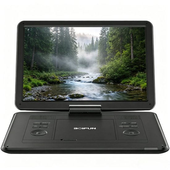17,5" draagbare dvd speler - 15,6" HD Groot Graaibaar Scherm - voor in de auto - 4-6 Uur Speeltijd met Batterij - Geheugen-Afspeelfunctie - Ondersteuning USB/TF-kaart [Blu-ray niet Ondersteund]