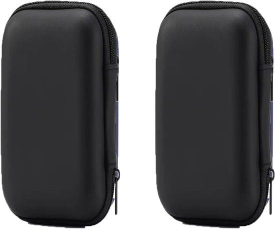 2-delige hoofdtelefoon-opbergtas, hoofdtelefoon draagtas met binnenvak, Eva, mini, harde opbergdoos voor MP3-bekabelde hoofdtelefoon, USB-datakabel, sleutelkaart (zwart)