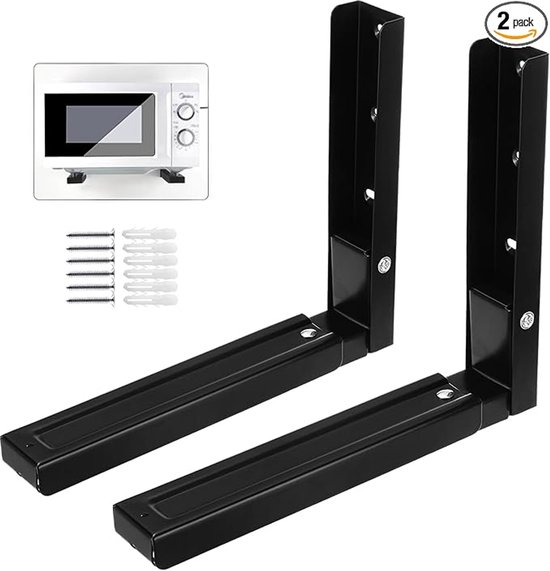 2-delige wandbeugel voor magnetrons magnetronbeugels Wandbeugel universele beugel voor magnetrons inclusief 6 schroeven - voor het bevestigen van magnetrons (zwart) van Merkloos