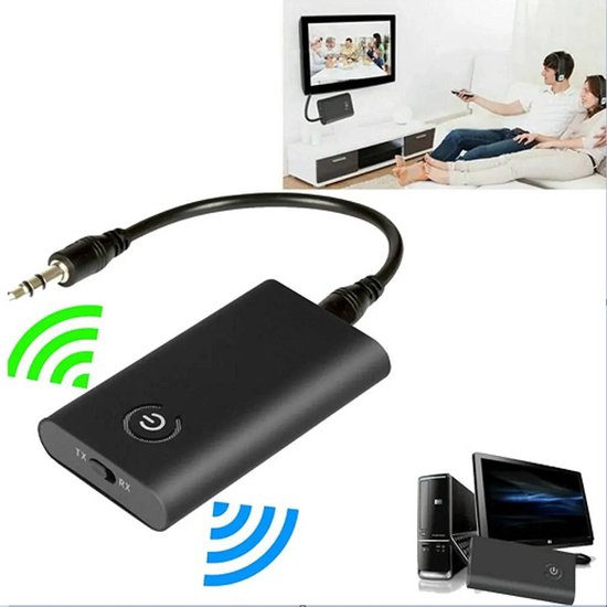 2-in-1 Bluetooth 5.0-zender, -ontvanger, draadloze audiozender en 3,5 mm-adapter van Merkloos