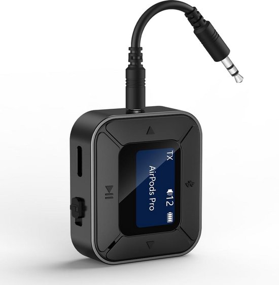 2-in-1 Bluetooth 5.3 Audio Zender & Ontvanger met 3.5mm Aux en LCD Display van Merkloos