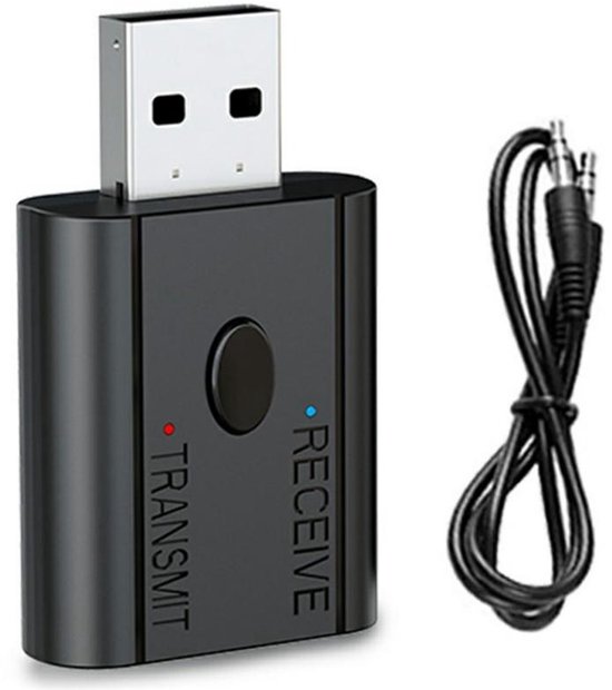 2 in 1 Bluetooth 5.3 Receiver en Transmitter USB adapter met AUX kabel - Bluetooth zender en ontvanger - Bluetooth Audio Receiver - zwart van Onlaoneta