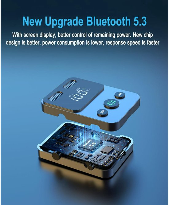 2-in-1 Bluetooth-adapter, Bluetooth 5.3 zender/ontvanger, 3,5 mm AUX-hoofdtelefoonaansluiting, Bluetooth-zender, geschikt voor tv's, home audiosystemen, luidsprekers en auto-apparaten, dubbele connectiviteit. van Merkloos