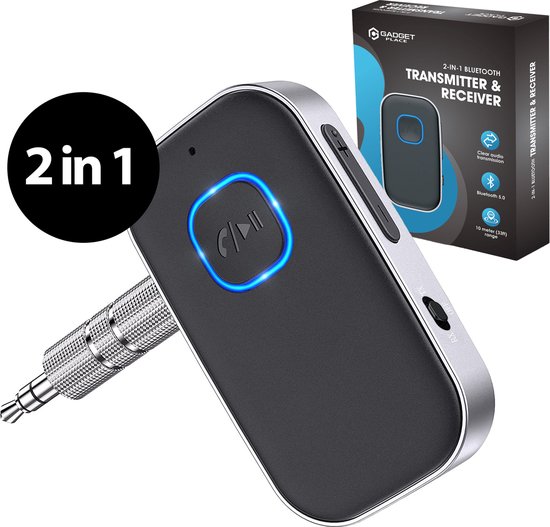 2 in 1 Bluetooth Receiver & Transmitter - BT 5.0 - 3.5MM AUX - Bluetooth Ontvanger - Handsfree Bellen - Bluetooth Audio Receiver - Bluetooth via AUX van Baseus