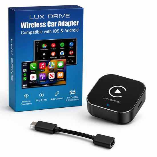 2-in-1 draadloze CarPlay-adapter - upgrade CarPlay draadloze adapter - converteren van bekabeld naar draadloos - Android Auto - USB C/A plug and play - stabiele bediening & geen vertraging