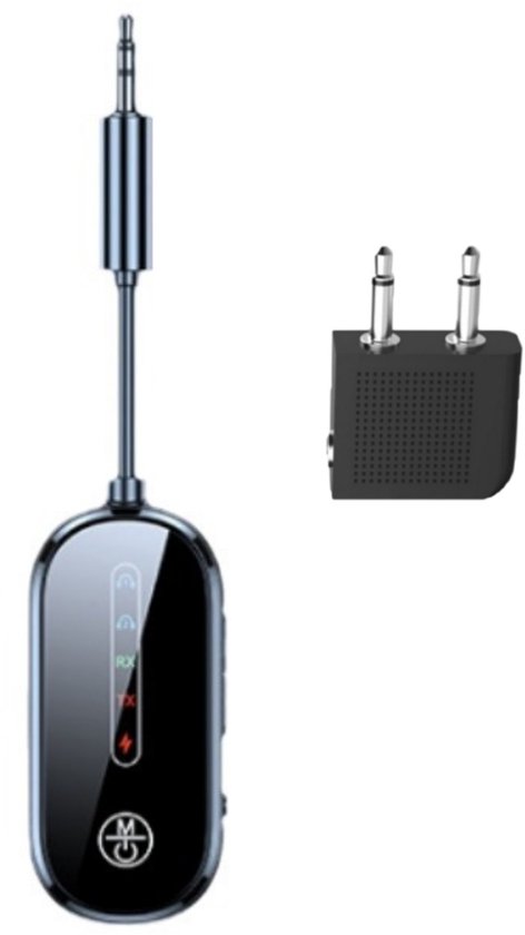 2-in-1 transceiver 5.4 draadloze vliegtuigadapter - audiozender - compatibel met 3,5 mm Bluetooth-adapter - audio-vliegtuigstekkeradapter - voor gebruik in vliegtuigen. van Merkloos