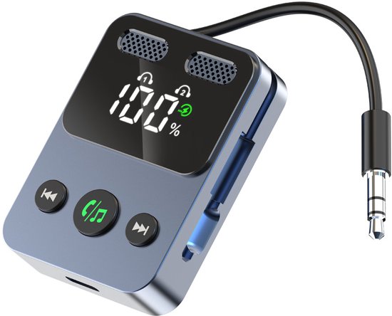 2-in-1 vliegtuig-Bluetooth-adapter, tv-Bluetooth-adapter met verliesvrije bas, 3,5 mm AUX-Bluetooth-aansluitingontvanger, met LCD-scherm, voor tv/vliegtuig/auto/koptelefoon. van Merkloos