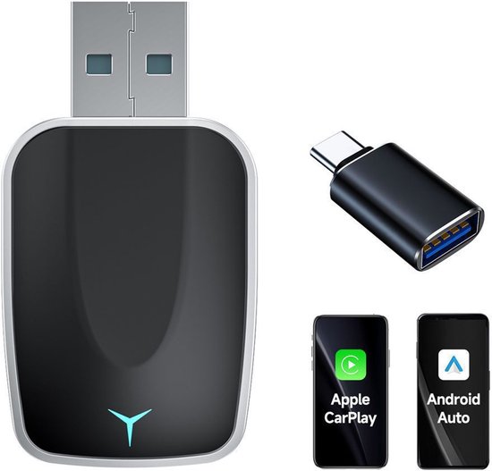 2-in-1 Wireless CarPlay & Android Auto Adapter - Plug & Play Conversie naar Draadloos - Automatische Verbinding binnen 3 Seconden - iOS 12+ & Android 11+ Compatibel van Carlinkit