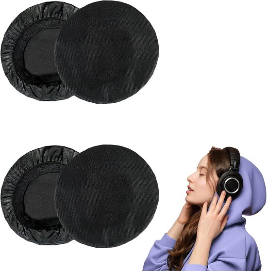 2 paar flexibele stoffen oorkussens voor hoofdtelefoon, bescherming voor hoofdtelefoon, compatibel met Solo3, Solo2, HD, MIXR, voor sportschool, sport