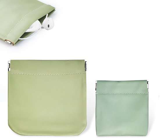 2-pack hoofdtelefoon draagtas, PU leren opbergtas, draagbare waterdichte oordopjes beschermhoes, universele hoofdtelefoon beschermhoes voor hoofdtelefoons, sleutels, USB-sticks en sieraden (groen)