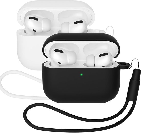 2 stuks hoes compatibel met AirPods Pro 3 (2025), beschermende siliconen hoes voor AirPods Pro 3e, zachte voorkant led zichtbaar siliconen hoesje (zwart/wit)