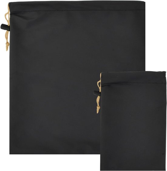 2 stuks hoofdtelefoon opbergtas, PU-leer met trekkoord, waterdichte beschermtas, headset, tas, universeel, draagbaar voor oordopjes, kabel, powerbank, reisaccessoires, zwart