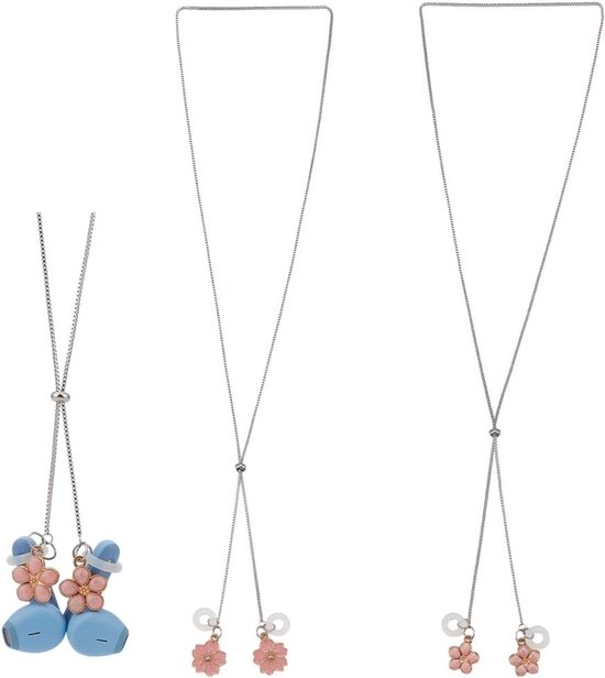2 stuks oordopje koord band met anti-verlies ketting en hangertje, verstelbare lanyard voor draadloze oordopjes