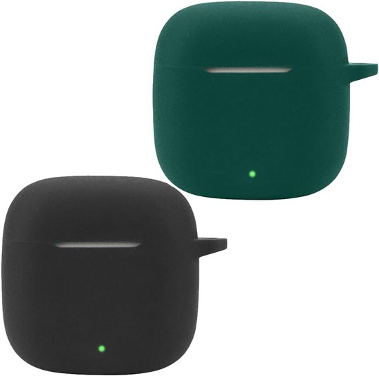 [2 stuks] Siliconen hoes compatibel met Huawei FreeBuds SE 3, [Ondersteunt draadloos opladen] [Schokbestendige beschermhoes] [Karabijnhaak] -Schattige cartoon 3D-zwart groen