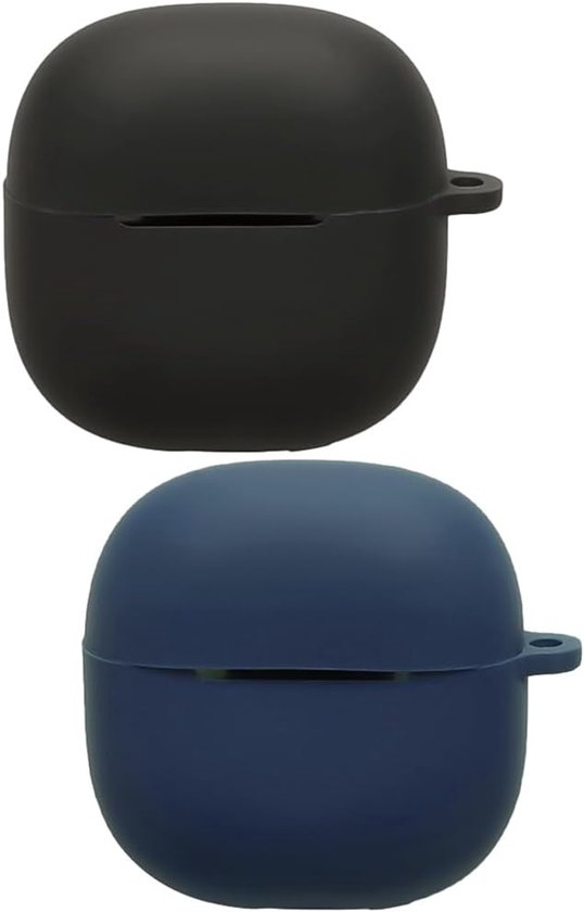 [2 stuks siliconen hoes compatibel met Redmi Buds 8 Lite, ondersteunt draadloos opladen] [schokbestendige beschermhoes] grappig 3D-cartoon-patroon zwart blauw
