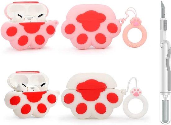(2 stuks+Cleaner Pen) XMBYGY Case voor Apple AirPods Pro 2e/1e generatie draadloze oordopjes met reinigingspen kit, siliconen leuke oplaadcase schokbestendige beschermhoes voor AirPods Pro 1/2 (CTP+