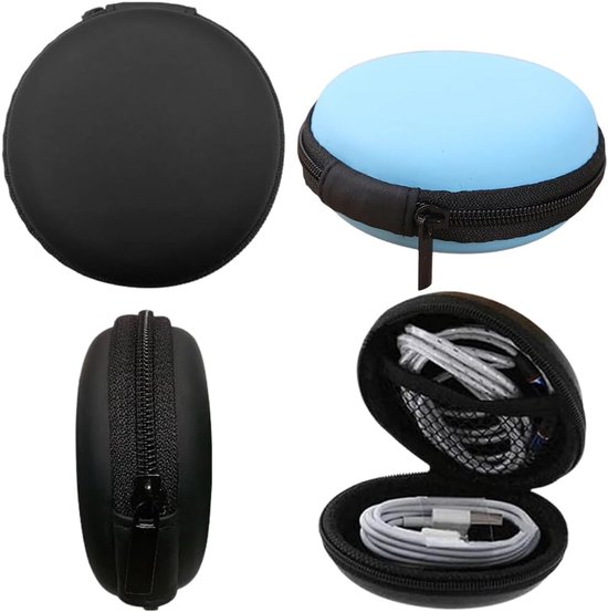 2 x mini-hoofdtelefoonetui, harde hoes met ritssluiting, voor hoofdtelefoon, sleutels en datakabel.