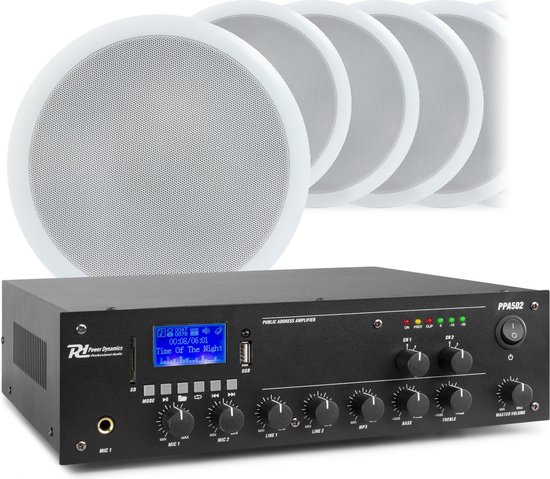 2-zone geluidsinstallatie met Bluetooth, 10 plafondluidsprekers en 100 meter luidsprekerkabel van Audizio