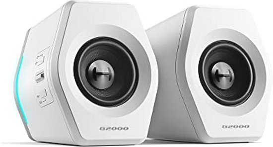 2.0 Bluetooth Gaming Box met RGB Verlichting - Witte PC Speakers