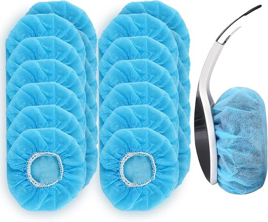 200 stuks wegwerp-afdekkingen voor hoofdtelefoon, blauw, elastisch en rekbaar, hygiënische bescherming voor hoofdtelefoon (8-13 cm), ideaal voor thuis, sport en kantoor