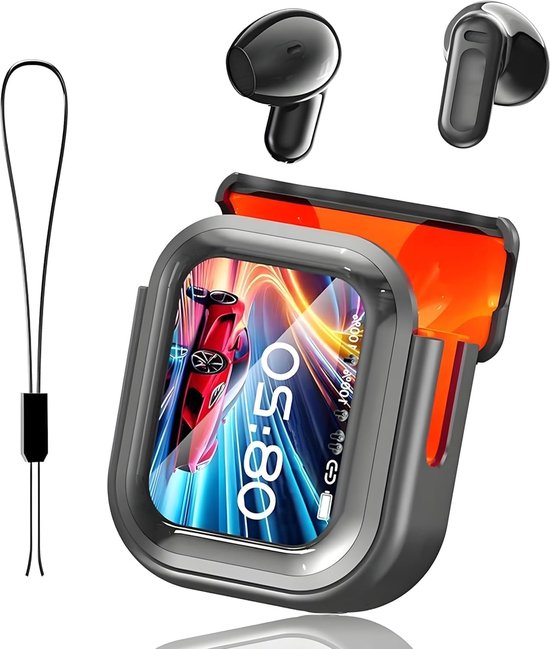 2025 NIEUW NE20 AI Vertaler Oordopjes Real Time, 3-in-1 Bluetooth 6.0 Vertaler Hoofdtelefoon met 6 Vertaalmodi, LCD Touch Screen voor 135 Talen/Accenten, 60 Uur Speelduur voor Reizen & Vergaderingen van Merkloos