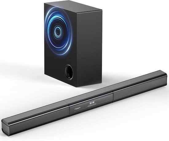 2.1 Soundbar - Afneembare Luidspreker - Thuisbioscoop Ervaring - Flexibele 3-delige Opstelling - 35 inch - Zwart