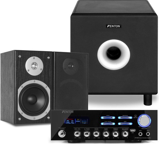 2.1 speakerset - Fenton hifi stereo set met versterker met Bluetooth en 8'' subwoofer van Fenton