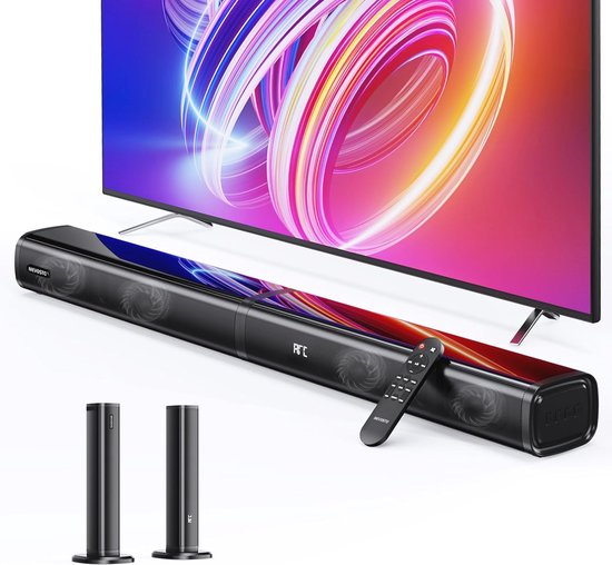2.2-Kanaals Afneembare Soundbar voor TV met Geïntegreerde Dubbele Subwoofer en Instelbare Treble & Bass - 80 cm