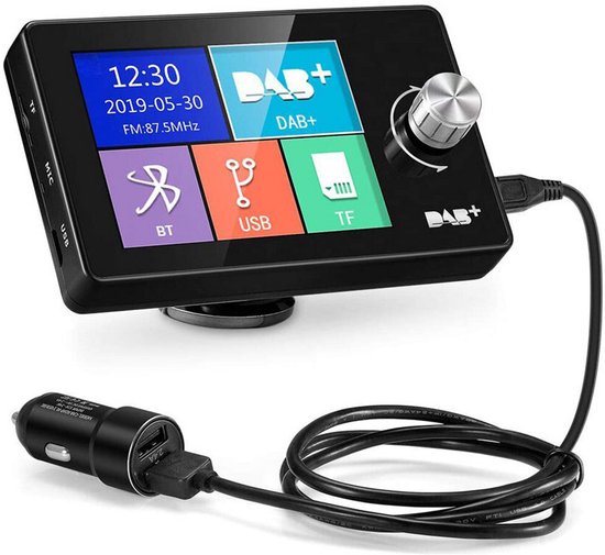 2,8" Auto DAB/DAB+ Autoradio-Adapter-Bluetooth Draadloze-FM-zender Ontvanger-zwart van Merkloos