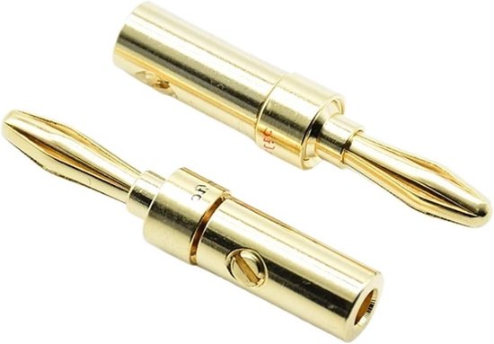 2pcs/1 Red 1Black 4mm 4.5mm Gold Plated Speaker Banana Speaker Cable Plugs Connectors adapter