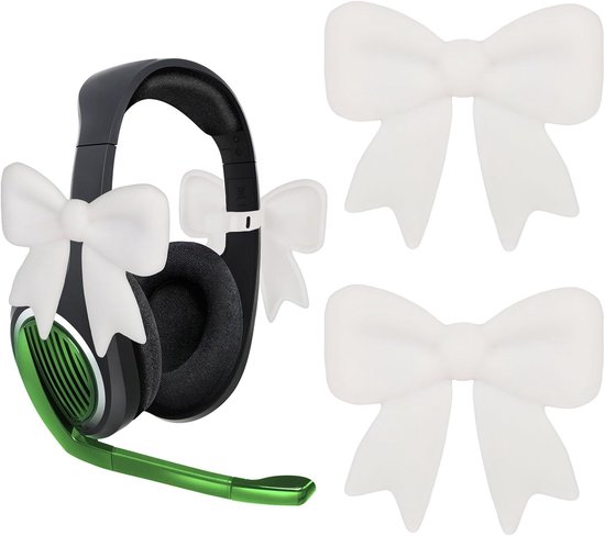 2st Witte Strikjes als Oordopjesversiering, Schattige Strikjes als Oordopjesversiering Speels Accessoire een Perfect Cadeau voor Vrouwelijke Gamers en Streamers