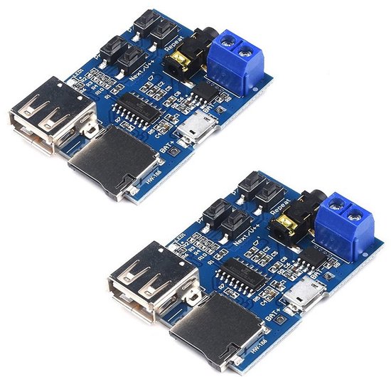 2x MP3 Decodering Module met Ingebouwde Eindversterker - Lossless Audio Speler voor TF Kaart en USB Stick van Merkloos