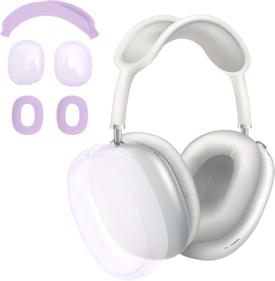 3-in-1 hoes voor Airpod Max, siliconen oorkussens, beschermhoezen met TPU-beschermhoes, hoofdband, cover, case, paars