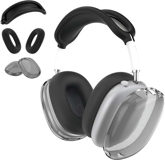 3-in-1 hoesje, kras- en zweetbestendige oorkussens/oorschelpen/hoofdbandhoes voor Max (zwart)