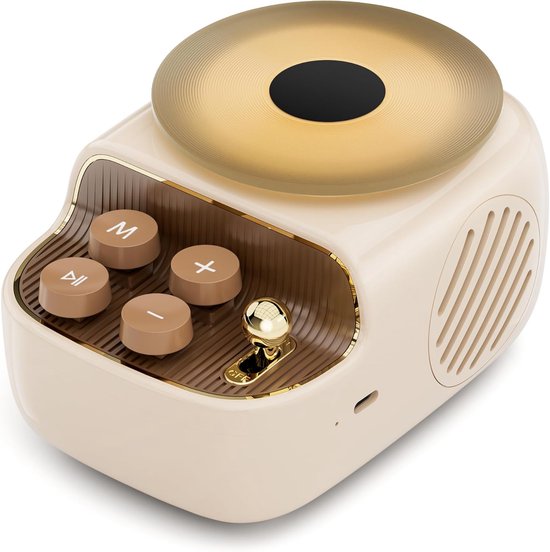 3 in 1 Vintage Bluetooth Speaker - Met Aromaschotel, Sfeerverlichting en Platenspeler Uiterlijk - Decoratief voor Huis & Kantoor (Beige)