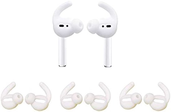 3 paar AirPods Oorhaken Cover Oordopjes compatibel met Apple AirPods 1 & 2 of EarPods (Wit)