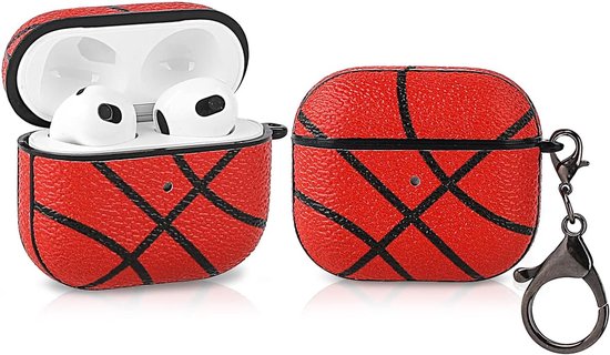 3 Siliconen Hoesje Grappige Leuke Mode Zachte Cartoon Cover Skin Compatibel voor Apple Airpods 3 [Leather Series] (Basketball)