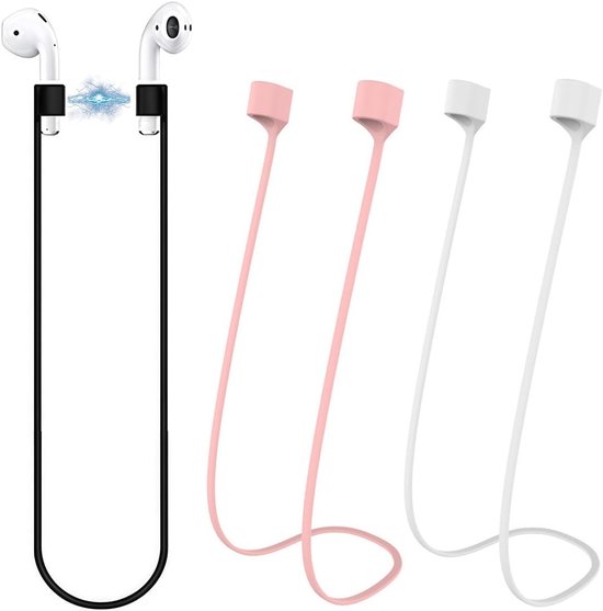 3 stuks anti-verlies sleutelband voor AirPods, magnetische riemen, 70 cm, voor AirPods en draadloze hoofdtelefoon (3 kleuren)