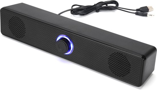 350TS lange Bluetooth-speaker voor computer – USB-aansluiting, volumeknop, bedrade audio en subwoofer