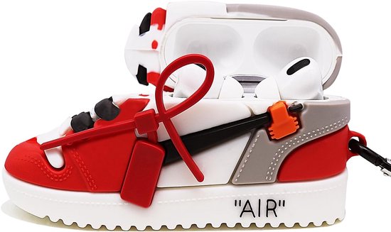3D Air Pro beschermhoes, sierhoes voor Airpods Pro Box, compatibel met Apple Air Pro, siliconen hoes Air Pro, Air Pro, grappig (rode schoenen)