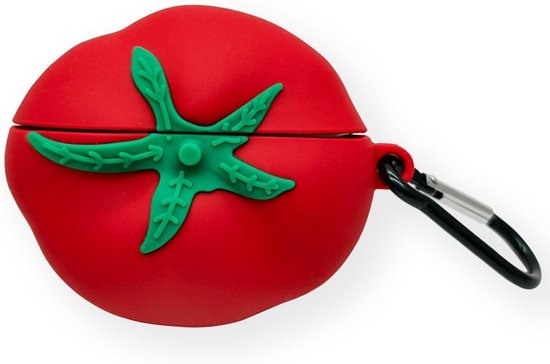 3D-siliconenhoes Kompatibel med AirPods Pro 3e generatie, schattig, waterdicht, schokbestendig, beschermhoes voor de oplaadcase van de draadloze headset met sleutelhanger (tomaat)