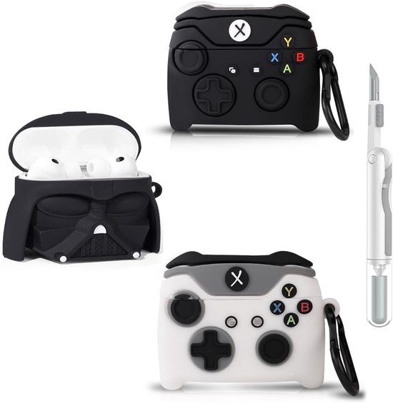 (3Pack+Reinigingspen) XMBYGY Hoes voor AirPods Pro 3e Generatie 2025 met 3-in-1 Reinigingsset, Meerdere Combinaties Siliconen Schattige Cartoon Oplaadbare Beschermhoes voor AirPods Pro 3 (G+G+S)