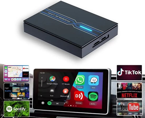 4-64GB 2-in-1 Android 13 CarPlay & Android Auto Box – Draadloze CarPlay en Android Auto voor je Auto en TV (Nu met gratis mini hdmi en Bluetooth Remote!) van ONECARSTER