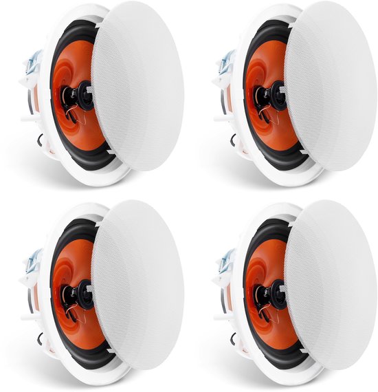 4-delig 8-Inch Plafondluidspreker, 100 Watt, Plafond- en Wandluidsprekersysteem, Impedantie 8 Ω, Gevoeligheid 89 Db, voor Woonkamers of Overdekte Veranda's
