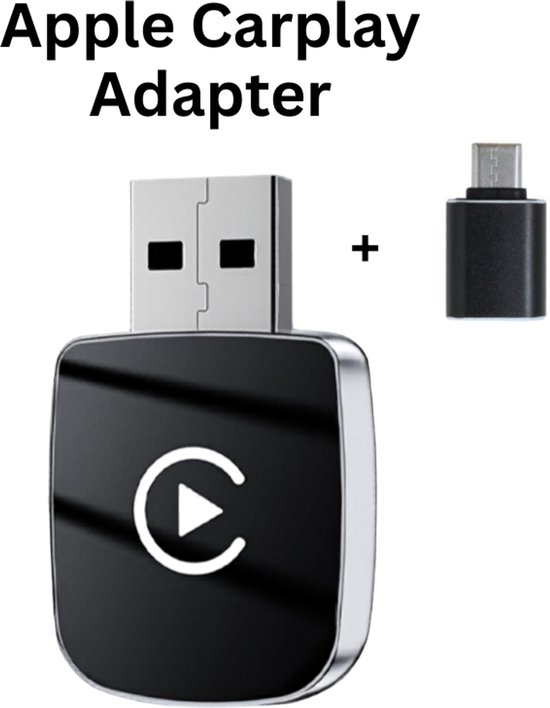 4-in-1 Wireless CarPlay Adapter – Draadloos Apple CarPlay & Android Auto Dongle – Plug & Play – USB-A & USB-C – Ultra Mini
